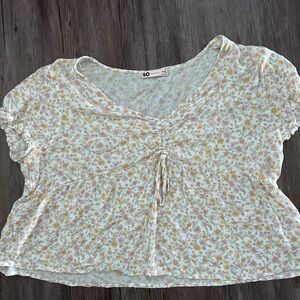 SO Good for Life- loose fitting flowy cropped blouse with drawstring